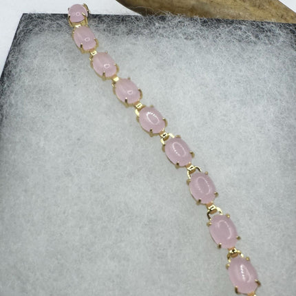 Vintage Pink Rose Quartz Lucky Bracelet in Golden Bronze