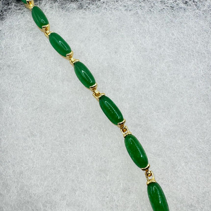 Vintage Gold Bracelet | Green Lucky Jade Bracelet