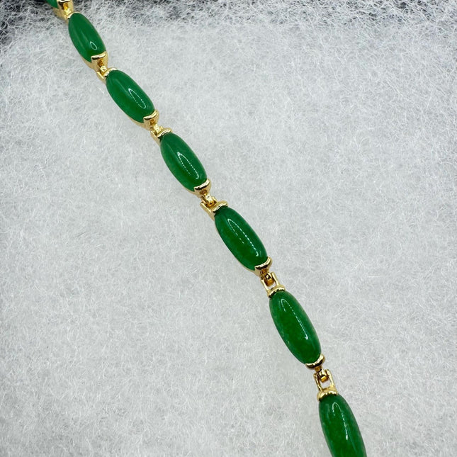 Vintage Gold Bracelet | Green Lucky Jade Bracelet-Bracelets-TomWayne Jewelers