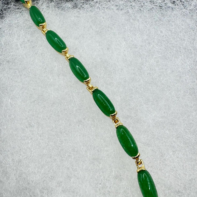 Vintage Gold Bracelet | Green Lucky Jade Bracelet-Bracelets-TomWayne Jewelers