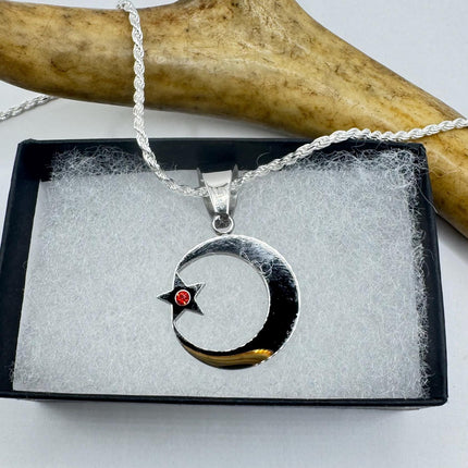 Vintage Silver Nation of Islam Muslim Moon Crescent Necklace