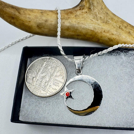 Vintage Silver Nation of Islam Muslim Moon Crescent Necklace