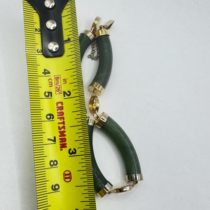 Green Jade Bracelet – Vintage Gold Filled 8 Inch Dainty Stacking Accessory-Bracelets-TomWayne Jewelers