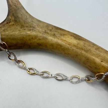 Vintage Diamond Chip Bracelet Golden 925 Sterling Silver-Bracelets-TomWayne Jewelers
