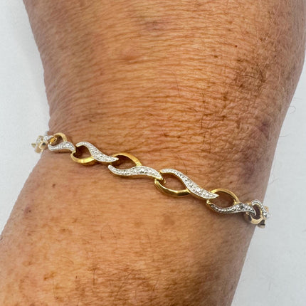 Vintage Diamond Chip Bracelet Golden 925 Sterling Silver-Bracelets-TomWayne Jewelers