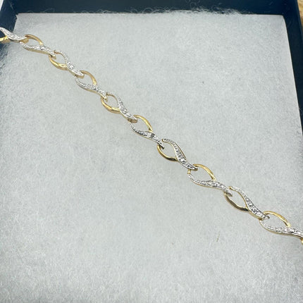 Vintage Diamond Chip Bracelet Golden 925 Sterling Silver-Bracelets-TomWayne Jewelers