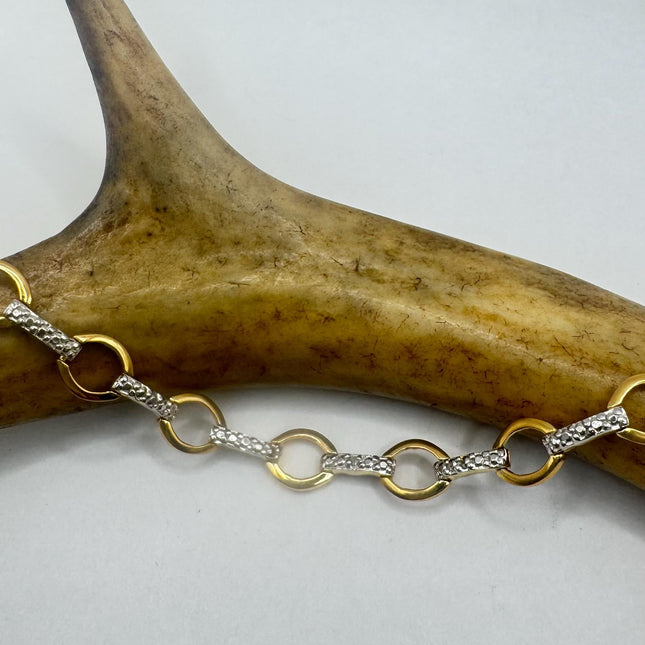 Vintage Diamond Chip Bracelet Golden 925 Sterling Silver