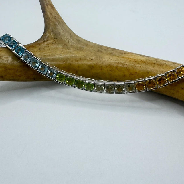 Vintage Mixed Gemstone 925 Sterling Silver