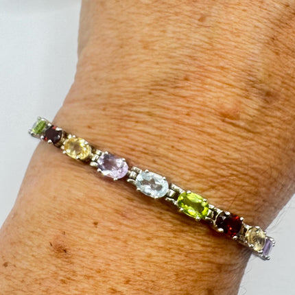 Vintage Mixed Gemstone 925 Sterling Silver