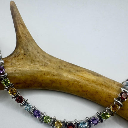 Vintage Mixed Gemstone 925 Sterling Silver