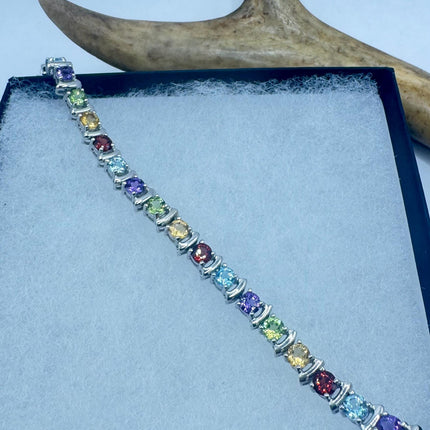 Vintage Mixed Gemstone 925 Sterling Silver
