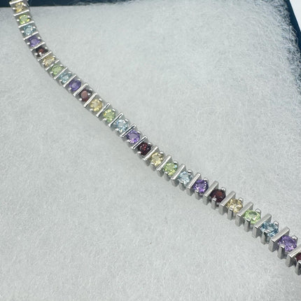 Vintage Mixed Gemstone 925 Sterling Silver