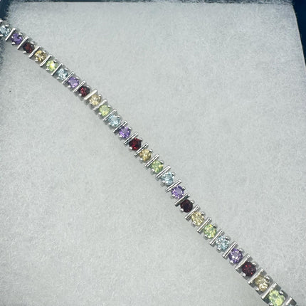 Vintage Mixed Gemstone 925 Sterling Silver