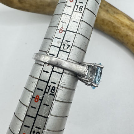 Vintage Blue and Clear Topaz 925 Sterling Silver Ring
