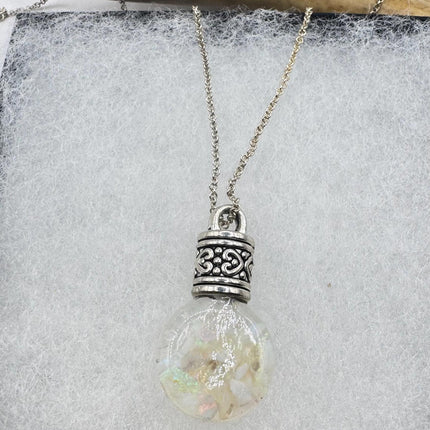 Vintage White Fire Floating Opal Necklace Sterling Silver