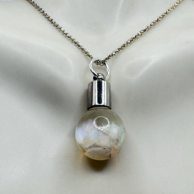 Vintage White Fire Floating Opal Necklace Sterling Silver