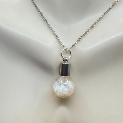 Vintage White Fire Floating Opal Necklace Sterling Silver