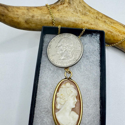Vintage Cameo Pendant Necklace 12k Gold Filled