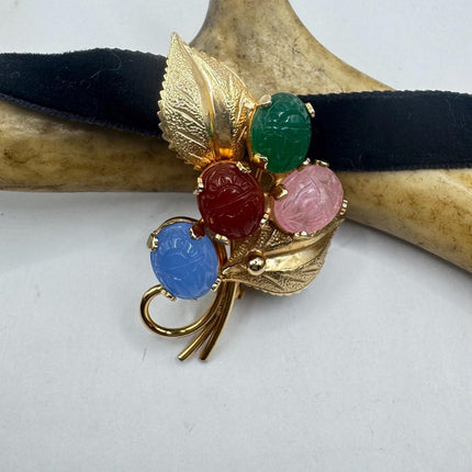 Vintage Scarab Brooch Pin 9k Gold Filled