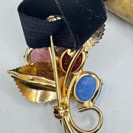 Vintage Scarab Brooch Pin 9k Gold Filled