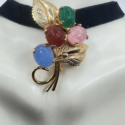 Vintage Scarab Brooch Pin 9k Gold Filled
