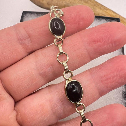 Vintage Black Onyx Bracelet Gold Filled Bezel