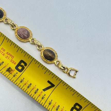 Vintage Gold Gemstone Scarab Bracelet Gold Filled