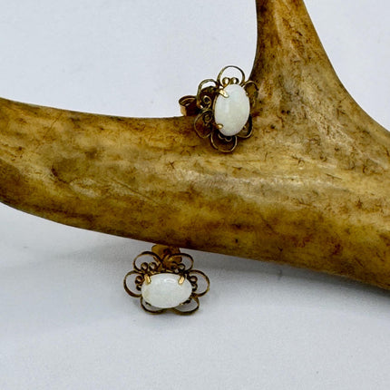 Vintage Opal Stud Earrings Gold Filled
