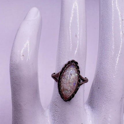 Vintage Fire Opal Sterling Silver Ring