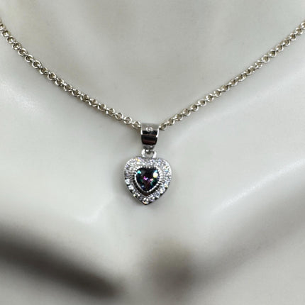 Vintage Heart Blue Mystic Topaz Sterling Silver Necklace