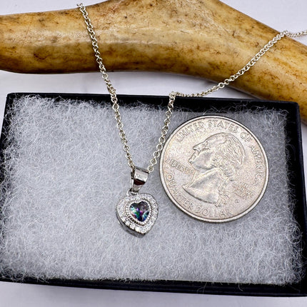 Vintage Heart Blue Mystic Topaz Sterling Silver Necklace