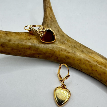 Vintage Gold Heart Hoop Earrings: Gold Filled