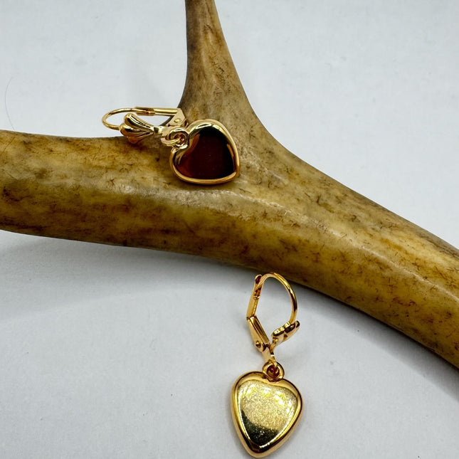Vintage Gold Heart Hoop Earrings: Gold Filled