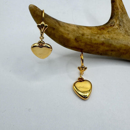 Vintage Gold Heart Hoop Earrings: Gold Filled