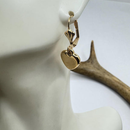 Vintage Gold Heart Hoop Earrings: Gold Filled