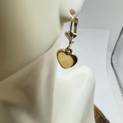 Vintage Gold Heart Hoop Earrings: Gold Filled