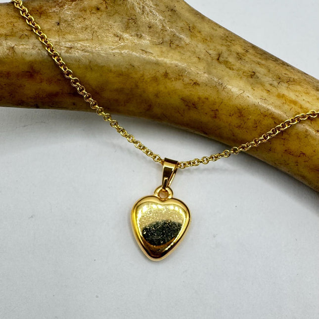 Gold Heart Necklace – Vintage Charm Pendant with Etched Design on Delicate Chain-Lockets-TomWayne Jewelers