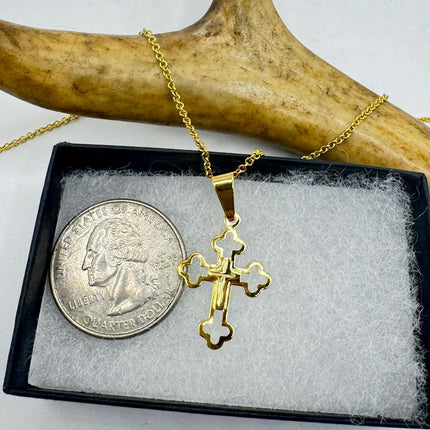 Vintage Gold Filled Tiny Cross Necklace
