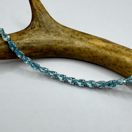 Vintage Blue Topaz CZ Bracelet 925 Sterling Silver