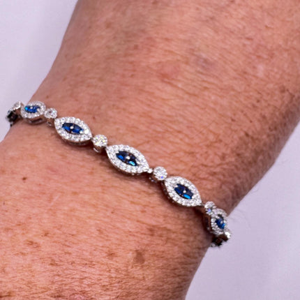 Vintage Blue Iolite CZ Bracelet Sterling Silver 925