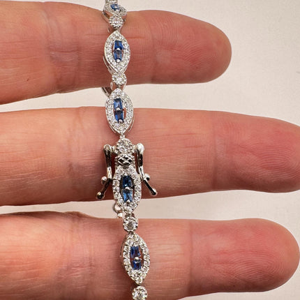 Vintage Blue Iolite CZ Bracelet Sterling Silver 925