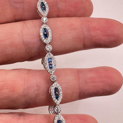 Vintage Blue Iolite CZ Bracelet Sterling Silver 925