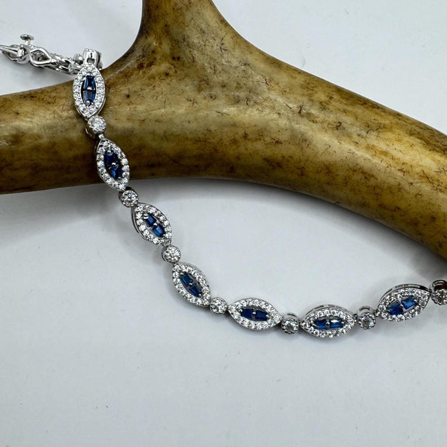 Vintage Iolite Bracelet – Sterling Silver Blue Tennis Bracelet, Adjustable Length-Bracelets-TomWayne Jewelers