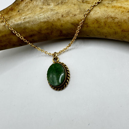 Vintage Jade Gold Filled Necklace - Lucky Everyday Minimal