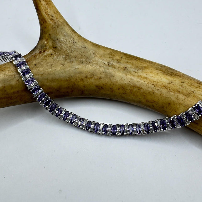 Amethyst Tennis Bracelet - Vintage Sterling Silver Purple Gemstone Jewelry-Bracelets-TomWayne Jewelers