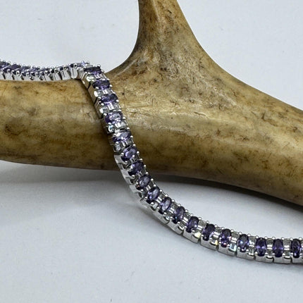 Amethyst Tennis Bracelet - Vintage Sterling Silver Purple Gemstone Jewelry-Bracelets-TomWayne Jewelers