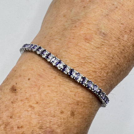 Amethyst Tennis Bracelet - Vintage Sterling Silver Purple Gemstone Jewelry-Bracelets-TomWayne Jewelers
