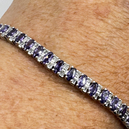 Amethyst Tennis Bracelet - Vintage Sterling Silver Purple Gemstone Jewelry-Bracelets-TomWayne Jewelers