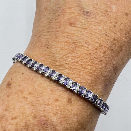 Amethyst Tennis Bracelet - Vintage Sterling Silver Purple Gemstone Jewelry-Bracelets-TomWayne Jewelers