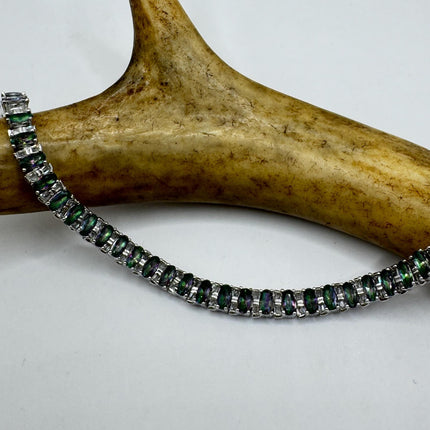 Vintage Green Lab Alexandrite 925 Sterling Silver Bracelet